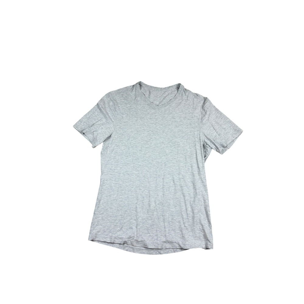 Lululemon Mens V-Neck Short Sleeve Gray Performance Training Tee Shirt Small